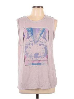 Spiritual Gangster Lavender Husky Wolf Sleeveless Tee T Shirt Large